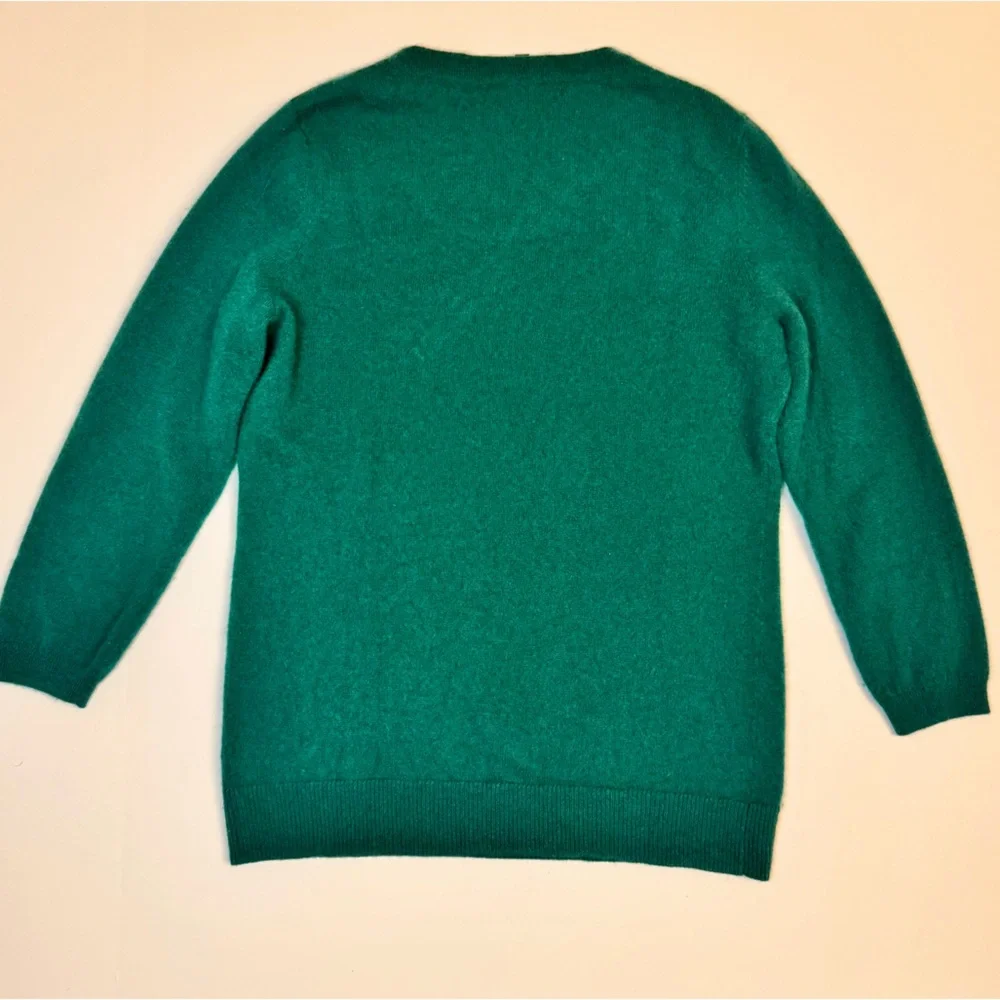 Talbots Pure Cashmere Sweater Green Crewneck Size M Soft Luxury Knit